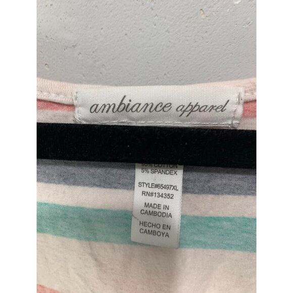 Striped Multicolor Womens Racerback Tank Top By Ambiance Apparel Size 2X - Picture 3 of 3